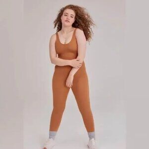 NEW Girlfriend Collective Scoop Neck Unitard Jumpsuit 6025 Brown Twig Size Small